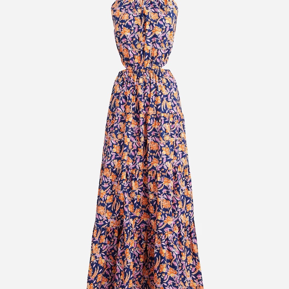 J. Crew Harbour side-cutout dress in painted block print